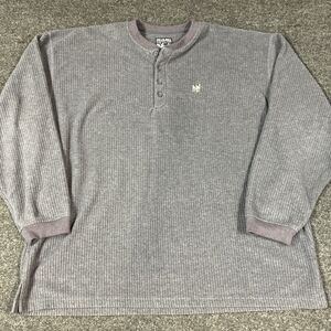 Vtg Big Dogs Sweater Men XXL Blue Henley Thermal Polar Dogs High Tech Gear USA